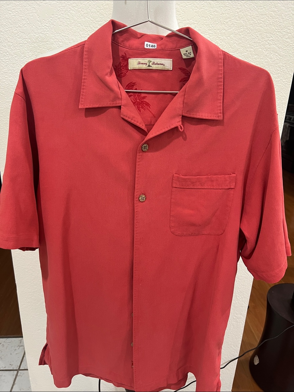 Tommy Bahama Coral-Red Short Sleeve Camp Shirt